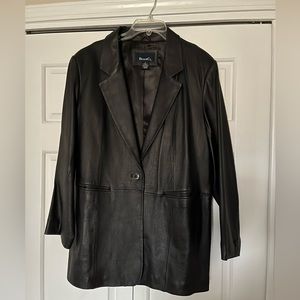 Leather Jacket - Denim & Co - Brown -1X